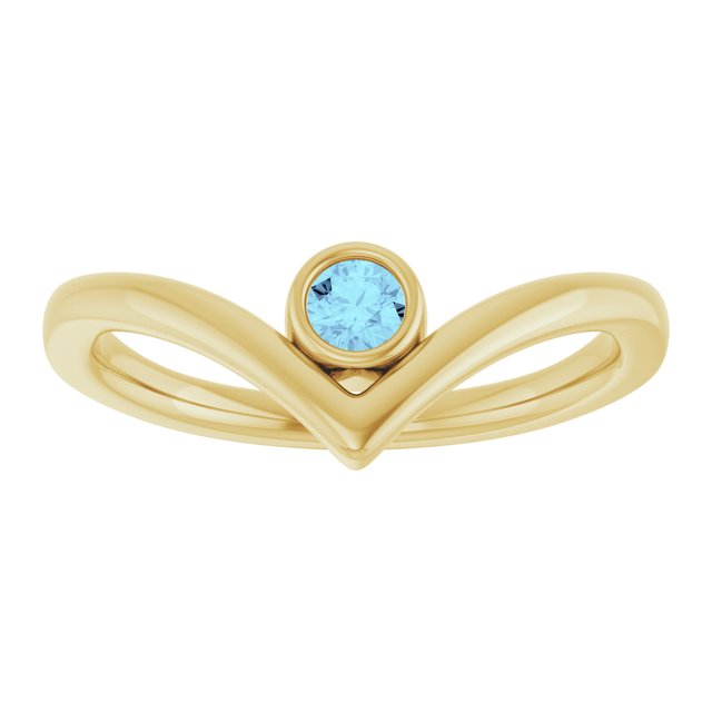 Round Aquamarine Solitaire Ring in Yellow Gold