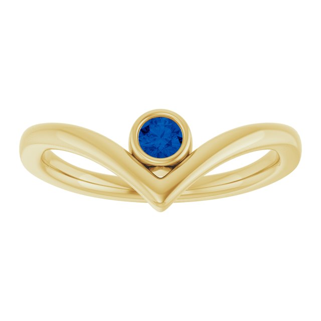 Round Lab-Grown Blue Sapphire Solitaire Ring in Yellow Gold