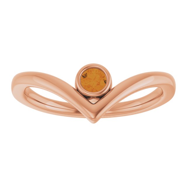 Round Citrine Solitaire Ring in Rose Gold