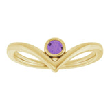 Round Amethyst Solitaire Ring in Yellow Gold