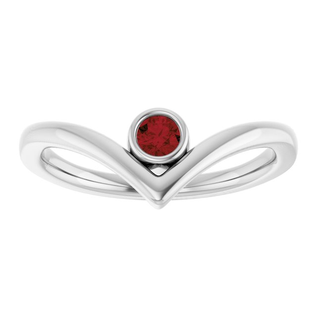 Round Mozambique Garnet Solitaire Ring in White Gold