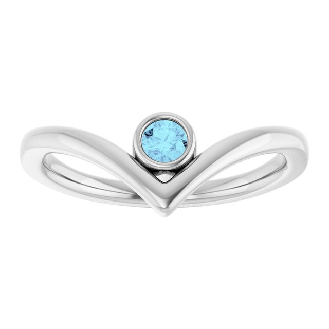 Round Aquamarine Solitaire Ring in Platinum