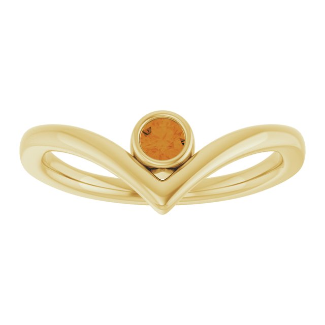 Round Citrine Solitaire Ring in Yellow Gold
