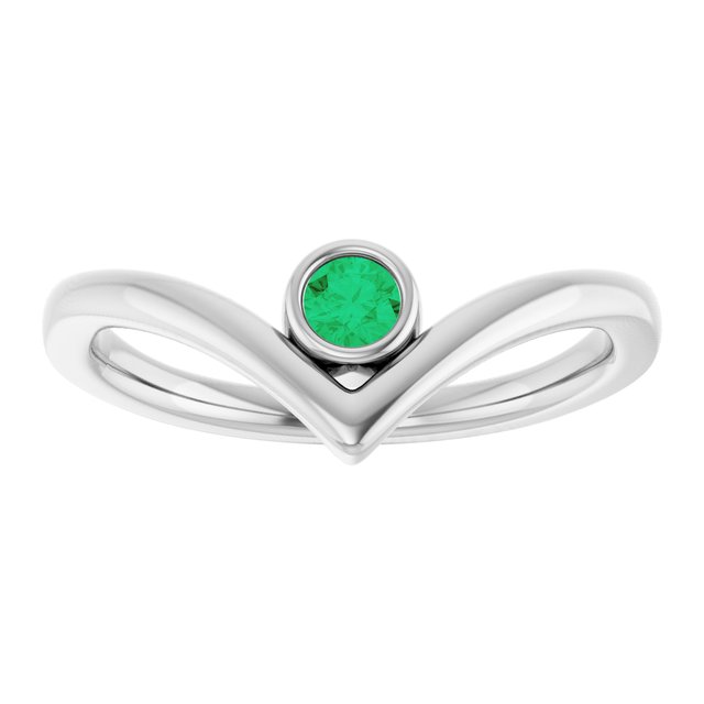 Round Lab-Grown Emerald Solitaire Ring in Platinum