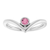 Round Pink Tourmaline Solitaire Ring in White Gold