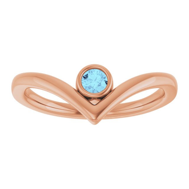 Round Aquamarine Solitaire Ring in Rose Gold