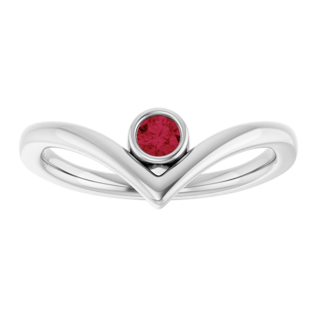 Round Ruby Solitaire Ring in Platinum