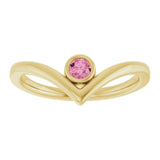 Round Pink Tourmaline Solitaire Ring in Yellow Gold