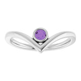 Round Amethyst Solitaire Ring in Platinum