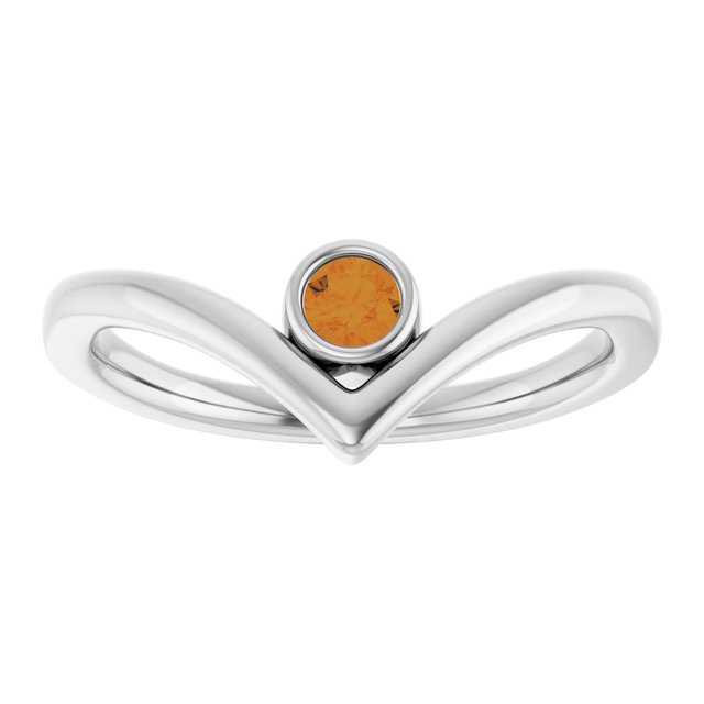 Round Citrine Solitaire Ring in White Gold