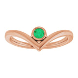 Round Emerald Solitaire Ring in Rose Gold