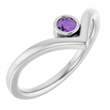 Round Amethyst Solitaire Ring in Platinum