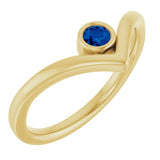 Round Lab-Grown Blue Sapphire Solitaire Ring in Yellow Gold