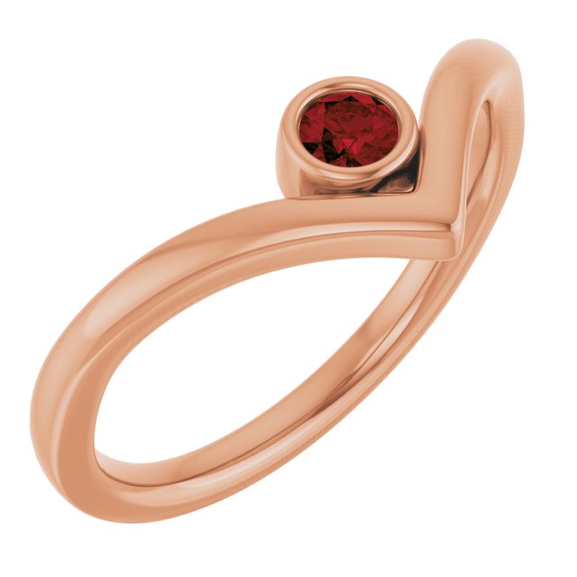 Round Mozambique Garnet Solitaire Ring in Rose Gold
