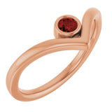 Round Mozambique Garnet Solitaire Ring in Rose Gold