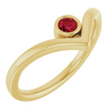 Round Ruby Solitaire Ring in Yellow Gold