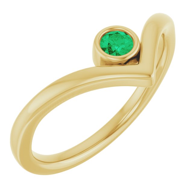 Round Lab-Grown Emerald Solitaire Ring in Yellow Gold
