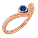 Round Blue Sapphire Solitaire Ring in Rose Gold