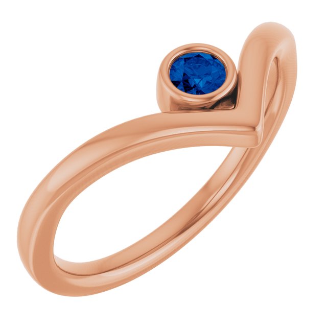 Round Lab-Grown Blue Sapphire Solitaire Ring in Rose Gold