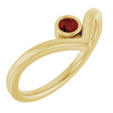 Round Mozambique Garnet Solitaire Ring in Yellow Gold