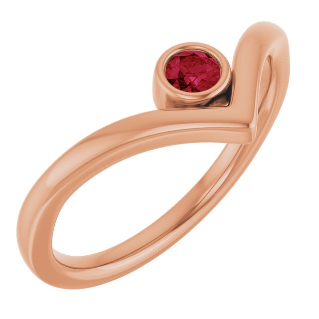 Round Lab-Grown Ruby Solitaire Ring in Rose Gold