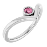 Round Pink Tourmaline Solitaire Ring in White Gold