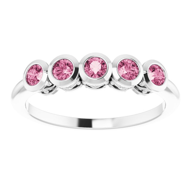 Round Pink Tourmaline Accented Ring in Gold and Platinum