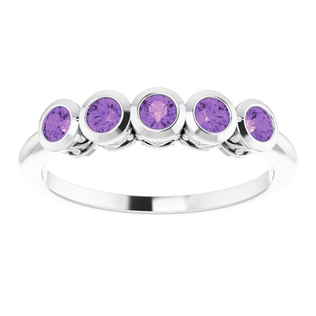 Round Amethyst Accented Ring in Gold and Platinum