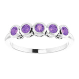 Round Amethyst Accented Ring in Gold and Platinum