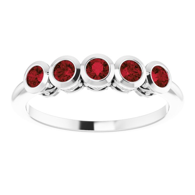 Round Mozambique Garnet Accented Ring in Gold and Platinum