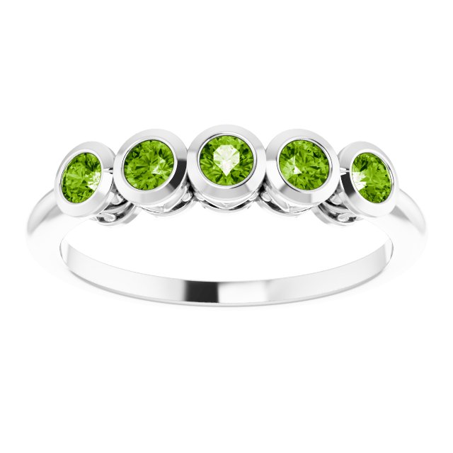 Round Peridot Accented Ring in Gold and Platinum