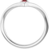 Round Mozambique Garnet Solitaire Ring in White Gold