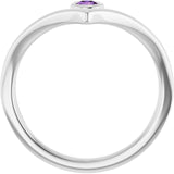 Round Amethyst Solitaire Ring in White Gold