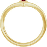Round Lab-Grown Ruby Solitaire Ring in Yellow Gold