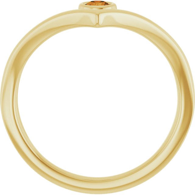 Round Citrine Solitaire Ring in Yellow Gold