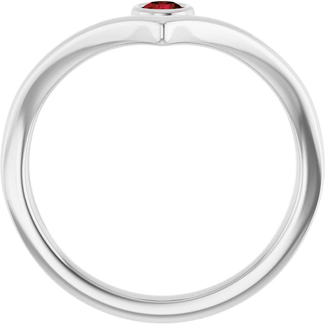 Round Mozambique Garnet Solitaire Ring in Platinum