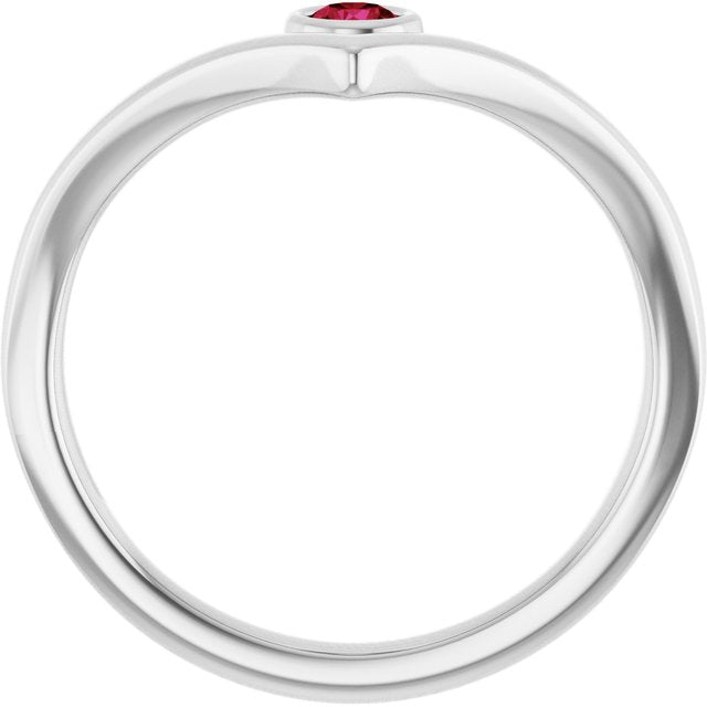 Round Ruby Solitaire Ring in Platinum