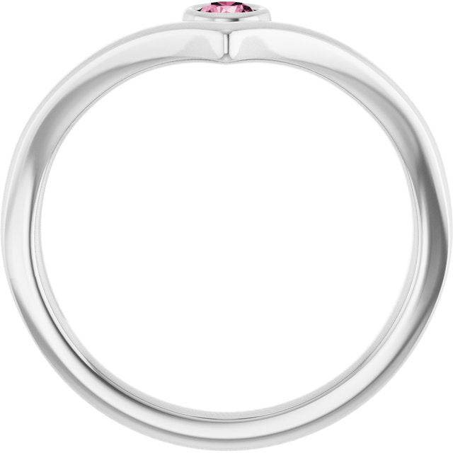 Round Pink Tourmaline Solitaire Ring in White Gold