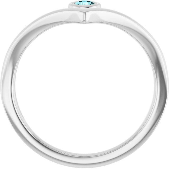 Round Blue Zircon Solitaire Ring in White Gold