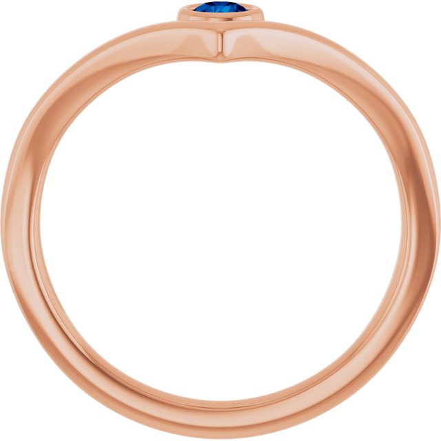 Round Lab-Grown Blue Sapphire Solitaire Ring in Rose Gold
