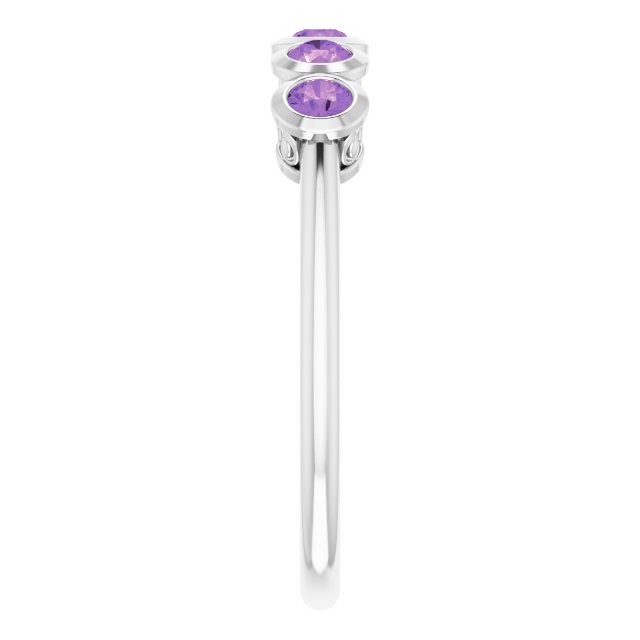 Round Amethyst Accented Ring in Gold and Platinum