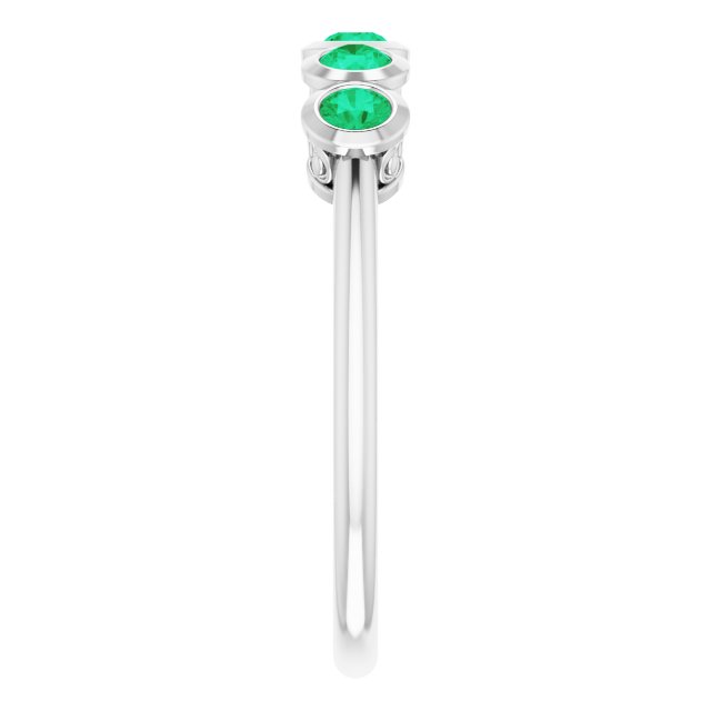 Round Lab-Grown Emerald Accented Ring in Gold and Platinum