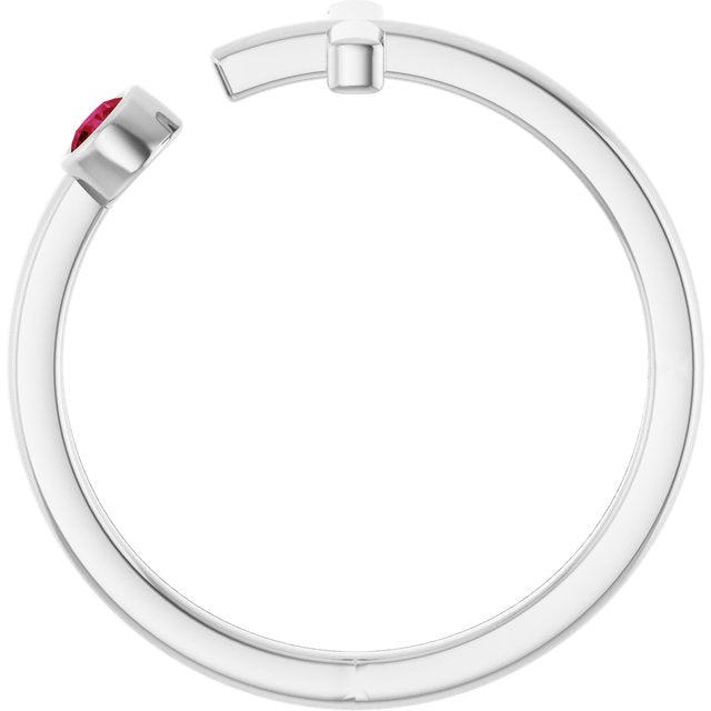 Round Ruby Crosses Ring in Gold and Platinum