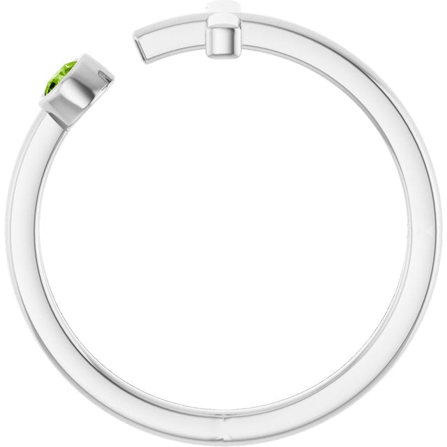 Round Peridot Crosses Ring in Gold and Platinum