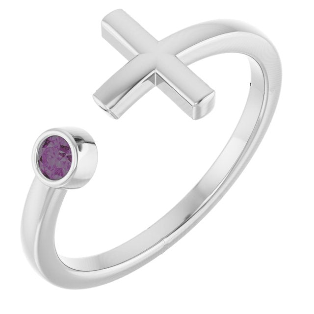 Round Alexandrite Crosses Ring in Gold and Platinum