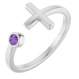 Round Amethyst Crosses Ring in Gold and Platinum