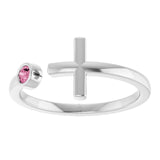 Round Pink Tourmaline Crosses Ring in Gold and Platinum