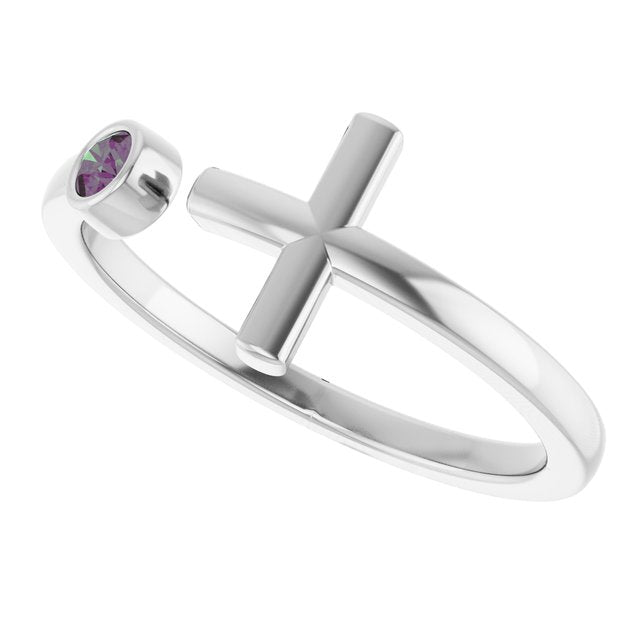 Round Alexandrite Crosses Ring in Gold and Platinum
