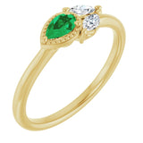 Pear Emerald & Diamond Accented Ring in Gold and Platinum