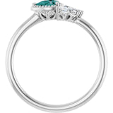 Pear Lab-Grown Alexandrite & Diamond Ring in Gold and Platinum